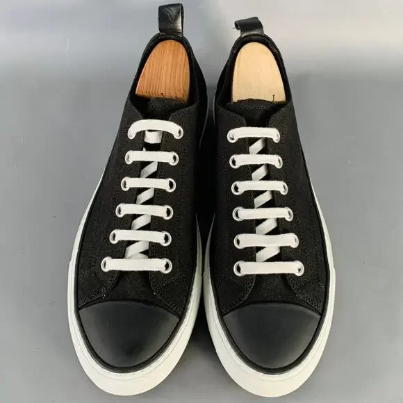 COMMON PROJECTS Size 11 Black White Canvas Lace-Up Sneakers